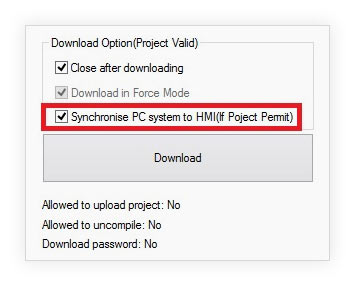 Synchronise PC system to HMI