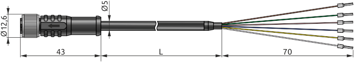 Габаритные размеры кабеля HTE.Cable-M12-xxx