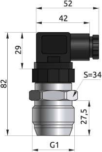 Габаритные размеры датчика PTE1000M C-G1