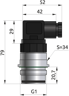 Габаритные размеры датчика PTE1000M E-G1