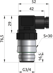 Габаритные размеры датчика PTE1000M E-G34