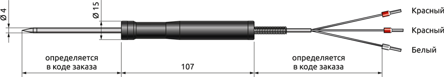 Габаритные размеры датчика температуры с кабелем ТRE.С05