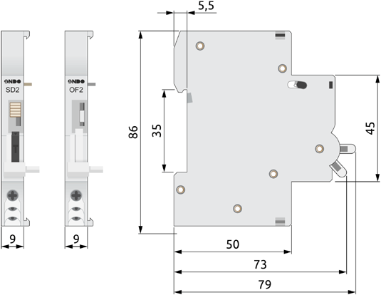 Габаритные размеры ONDO CBM-OF2 и CBM-SD2