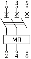 Схема подключения 3-полюсных автоматических выключателей в литом корпусе 