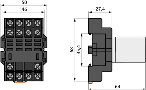 Габаритные размеры колодки ONDO P-ST1-M1