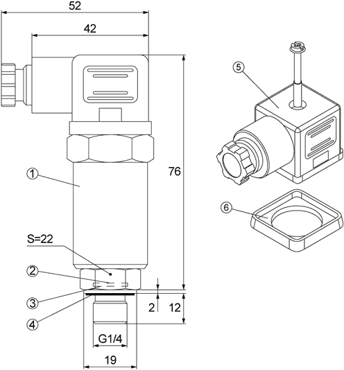 Габаритные размеры ORT, разъемное присоединение