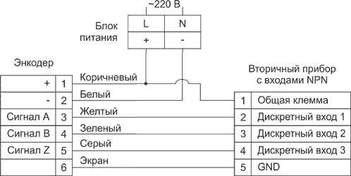 Схема подключения к вторичному прибору