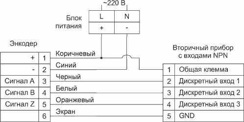 Схема подключения к вторичному прибору