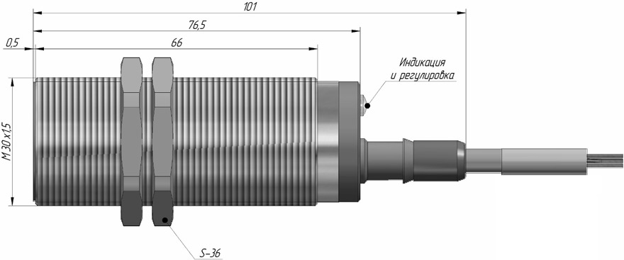 Габаритные размеры датчика ДКС-М30-81С