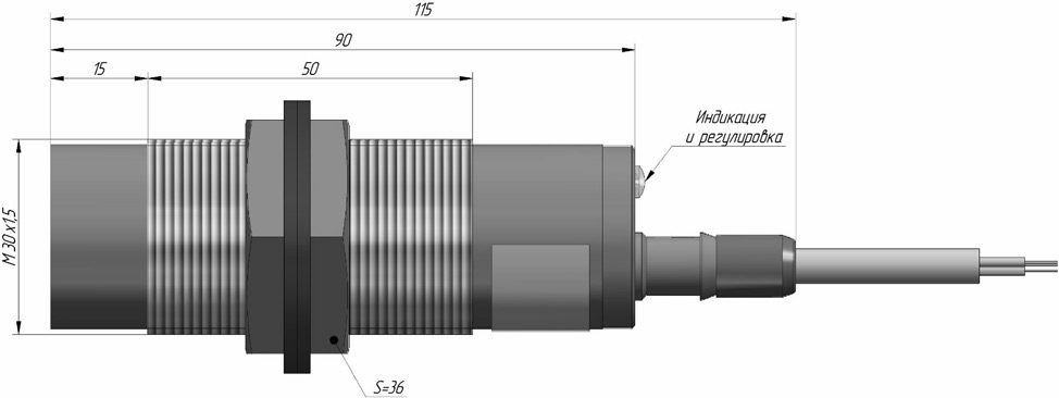 Габаритные размеры датчика ВБЕ-Ц30-96C