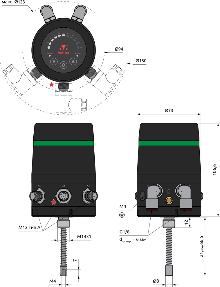 Габаритные позиционеров LPOS-S-V1