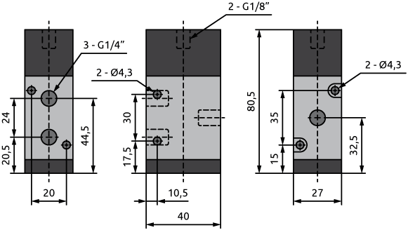 Габаритные размеры VALMA PIV-S-BP-14