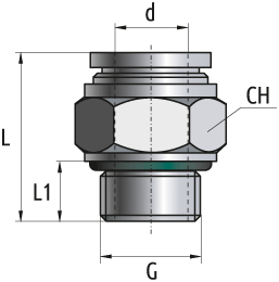 Габаритные размеры фитинга VALMA QS-AD (G)